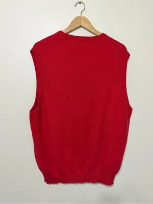 Ralph Lauren Polo Sweater Vest Size L/XL Women’s Large XL Red Knit Cotton thumbnail 6