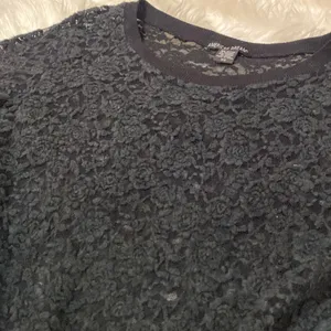 American Dream Black Floral Lace Sheer Mid Sleeve Top thumbnail 4