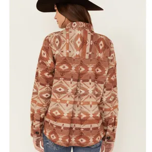 ROCK & ROLL Denim Southwestern Western Jacquard Shacket Shirt Jacket Medium $80 thumbnail 4