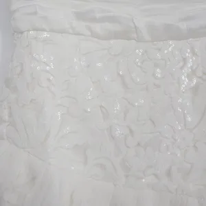 Naked Wardrobe The Statement White Sequin Lace Pleated Ruffle Mini Skirt thumbnail 3
