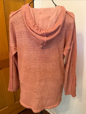 👢👢👢BOGOHO👢👢👢POL Women's Lightweight Hooded Knit Sweater - Dusty Rose-small thumbnail 8