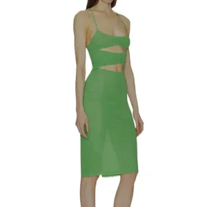 Michael Costello x REVOLVE Mesh Cut Out Knee‎ Length Dress in Kelly Green thumbnail 2