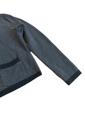 Quince Charcoal Black Colorblock Cardigan Sweater Collarless Cardi Large Women's thumbnail 5