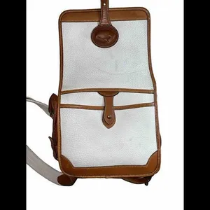 VTG Dooney & Bourke Tan/Cream/Brown Purse Signature Logo Buckle‎ Handbag thumbnail 8
