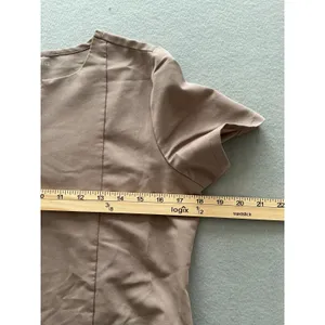 Mandala Scrub Top XS Brown Notch Neck Short Sleeve Equa-Tek Tech thumbnail 5