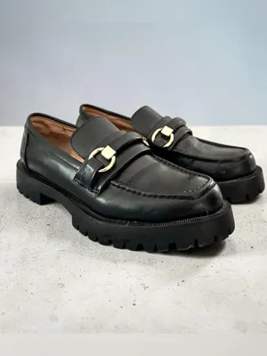Zara Classic Black Chunky Lug Sole Loafer thumbnail 2