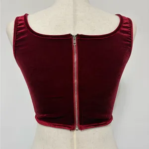 Unbranded Red Velvet Corset Crop Top Sz S thumbnail 2