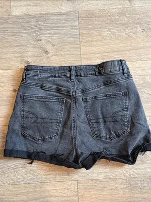 AMERICAN EAGLE Black Cross-Over Denim Shorts Size 6 Festival Boho Whimsigoth 6 thumbnail 2