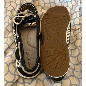 Sperry Top-Sider 5.5 M Women’s Black White Sequin Zebra Print Boat Shoes EUC thumbnail 6