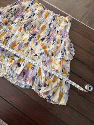 Anthropologie Size Medium Somerset Print Mini Ruffle Tiered Skirt thumbnail 7