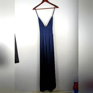 Showpo Navy Inspired Tribe Plunge Neckline Maxi Lace Open Leg‎ Dress Size US 6 thumbnail 3