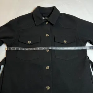 Zara Button Up Overshirt w/ Waist Tie Size M Tunic Minimalist Outerwear Casual thumbnail 8