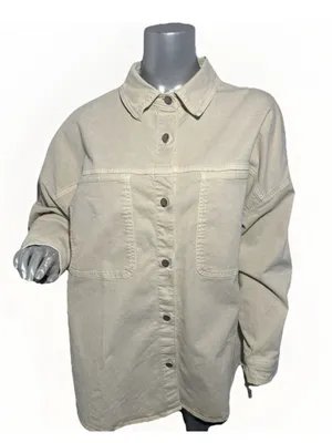 Marine Layer Molly OversizedShirt Jacket Stone Beige Xsmall New Shacket $168 thumbnail 6