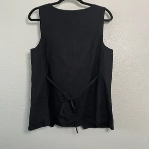 NTW Loft Black Vest Medium Linen Blend Minimalist Tie Back Classic Versatile thumbnail 2
