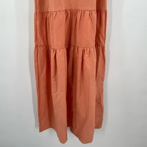 TOPSHOP Dress Size 2 Tiered Poplin Midi Peach Orange Casual Summer Ties NWT thumbnail 9