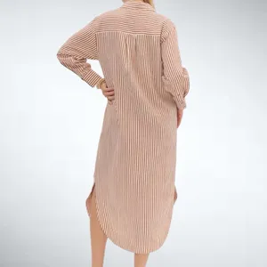 Entro Textured Stripe Button Down Shirt Dress in Rust Size S thumbnail 2