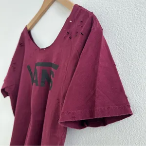 Vans Burgundy Off the Shoulder Tee thumbnail 4