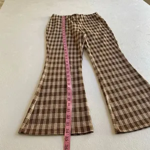 Stitch & Pine Brown Plaid Flare Pants Women’s Small Retro Stretch thumbnail 4