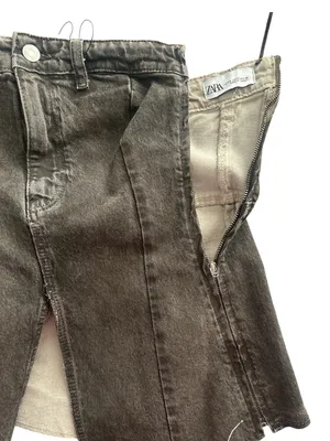 Zara Small Washed Black Denim Strapless Corset Bustier Tube Top Front Slit S thumbnail 6