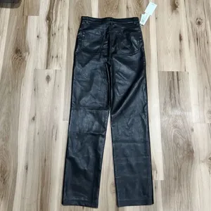 NEW Aritzia Wilfred Melina Tall Black Faux Leather Pants Women’s 6 thumbnail 7