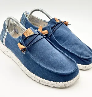 Hey Dude WENDY WASHED Navy Canvas Slip-On Loafers Size 10 thumbnail 1