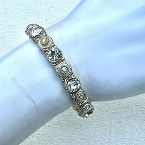 Silver tone rhinestone stretchy bracelet thumbnail 3