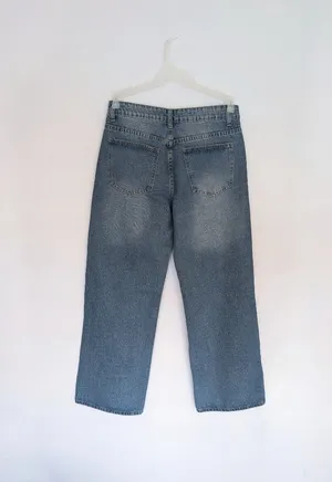 Rhinestone Embellished Wide Leg Jeans Dark Wash Bling Denim Size M thumbnail 14