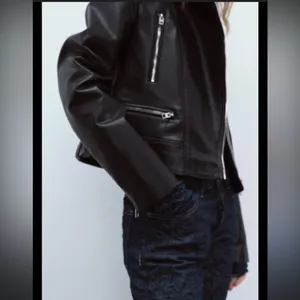 Zara faux Black biker Jacket thumbnail 2