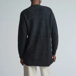 EVERLANE The Oversized Alpaca Cardigan Heathered Black Merino Wool Pockets Small thumbnail 9