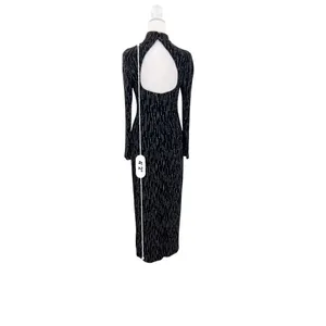 Roberta High Neck Long Sleeve Long Embellishments Black Gown Dress Size Medium thumbnail 11