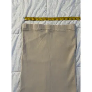 House of Harlow Beige Ribbed Skirt Stretchy Women's Medium Slit Midi thumbnail 5