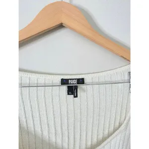 Paige Europa Sweater Size XL Ivory Silk‎ Blend Pullover Knit Bishop Sleeves thumbnail 3
