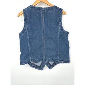 Talbots Tencel Denim Vest Women LP Blue Button Sleeveless Top‎ Boho Western thumbnail 4