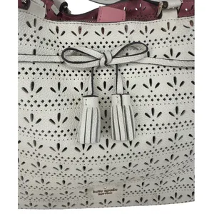Kate Spade Leather Hayes Perf Tote Bag Bright White‎ / Bright Carnation Pink thumbnail 9