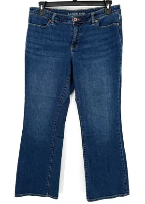 Lands' End Size 12 Mid Rise‎ Bootcut Jeans Denim Pants Blue Not Distressed thumbnail 1