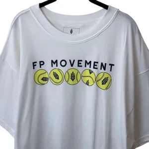 NEW Free People Movement‎ Inspire Logo Court Tee Athletic Tennis Comfort White L thumbnail 3