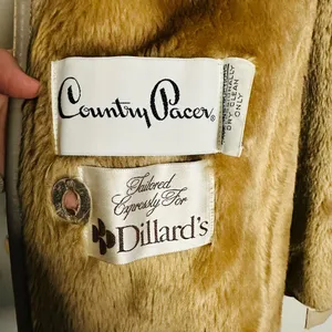 Vintage COUNTRY PACER 80s Faux Fur Brown Lined Turn Button Trench Coat Size M thumbnail 5