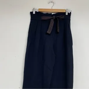 Massimo Dutti Navy Blue Knit Paperbag Waist Trouser Pants Womens 4 Casual thumbnail 3