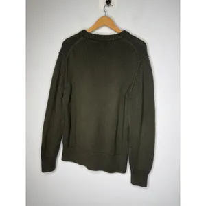 Alex Mill Olive Green Merino Wool Cotton Shaker Stitch Crewneck Sweater Large thumbnail 2
