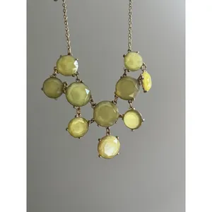 J.Crew Mod Retro Statement Necklace Chartreuse Green Gold Y2K Round Stones‎ Glam thumbnail 3