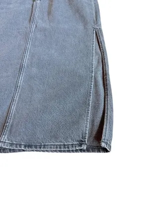 Levi's Grey Denim A Line Maxi Skirt High Slit Five Pocket Size 24 Women's NWT thumbnail 6