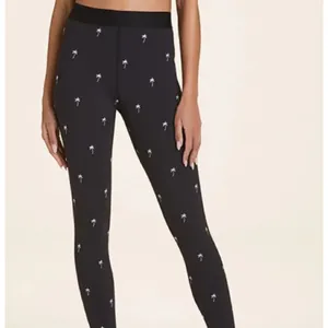 Alala Base Tight Leggings Palm Tree Print Embroidered Stretch Black Size XS thumbnail 2