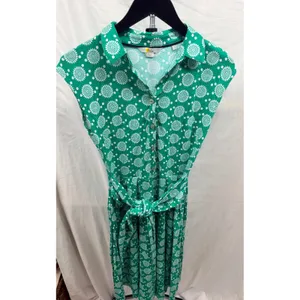 Boden Women's A-Line Green Flora Charm Button Down Shirt Tie Waist Dress Sz 2 thumbnail 3