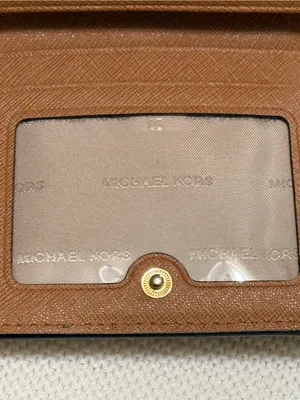 Michael Kors Brown Pebbled Leather Card Holder with Gold Logo thumbnail 6