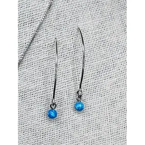 Silver 925 Simulated Fire Opal Snowflake 18" Necklace + Drop Earring Set Jewelry thumbnail 5