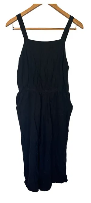 Old Navy Black Square-Neck Midi Jumpsuit Dress with Wide Straps thumbnail 1