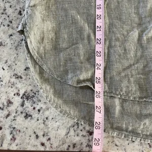 Jones New York Linen Tunic Women Large Olive Green Coastal Boho Henley Roll Tab‎ thumbnail 7
