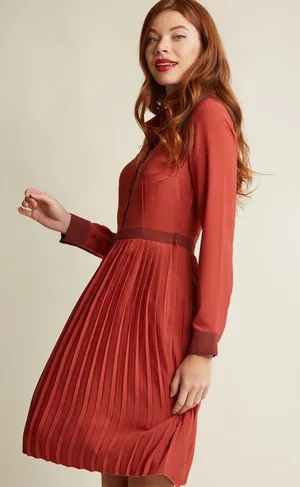 Modcloth Just My Typist Shirt Dress Women's Size XL Retro Secretary Pleated Twee thumbnail 1