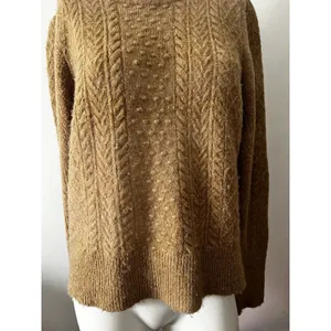 Jcrew Womens Sweater M Tan Cable Knit Bobble Preppy Academic Ivy League Twee thumbnail 4