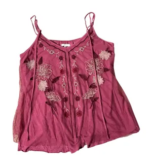 Maurices Boho Floral Embroidered Mesh Cottagecore Cami Tank Women XL Pink thumbnail 1